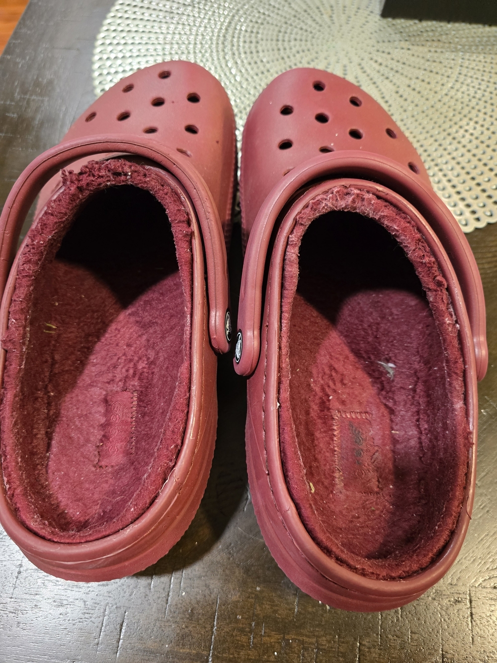 CROCS Burgundy Fleece-Lined Classic Clog - Picture 3 of 4